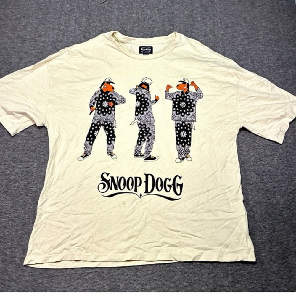 Snoop Dogg‎ Supply Clothing Shirt Mens L LA Hip Hop Graphic Rap Tee Cream Ivory